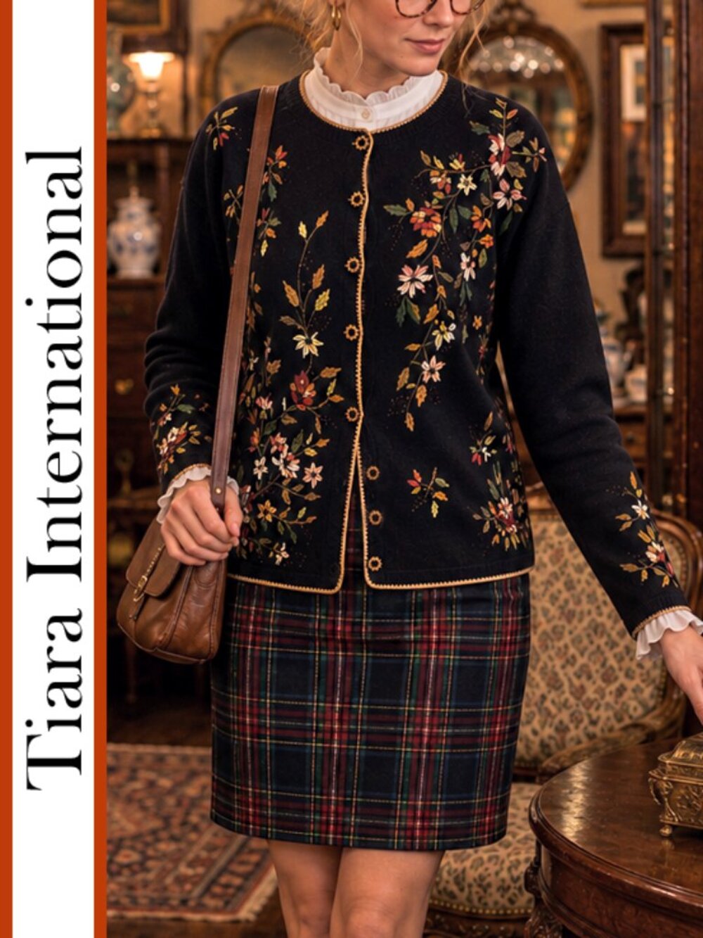 Tiara International | Vintage Floral Embroidered & Beaded Cardigan